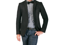 Black Suit Jacket with a Bow Tie