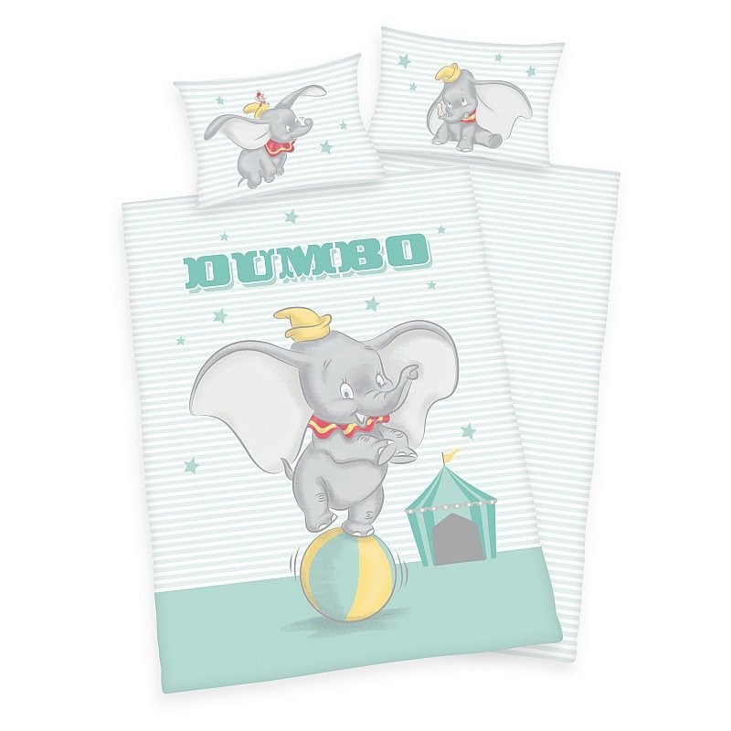 HERDING Povlečení do postýlky Dumbo Baby Bavlna, 100/135, 40/60 cm