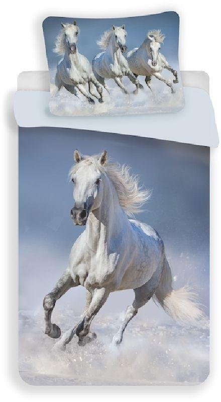 JERRY FABRICS Povlečení Horses white Bavlna, 140/200, 70/90 cm