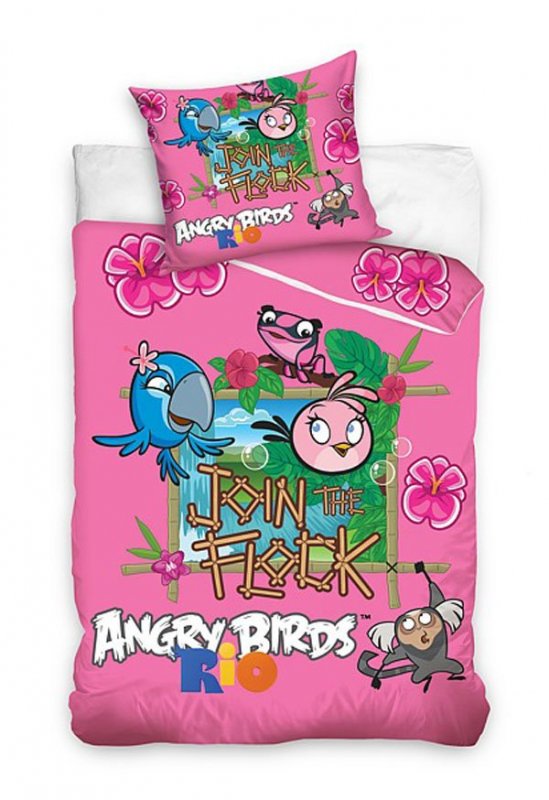 Povlečení Angry Birds Rio růžová 140/200