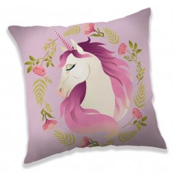 JERRY FABRICS Polštářek Jednorožec flowers Polyester, 40/40 cm