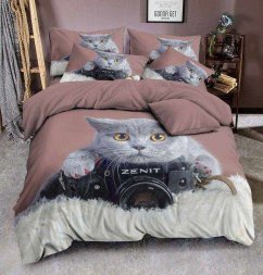 3D Povlečení Grey cat photo micro 140/200, 70/90 +40/40