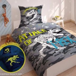DETEXPOL Povlečení Dinosaurus T-rex svítící Bavlna, 140/200, 70/80 cm