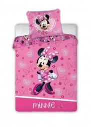 FARO Povlečení do postýlky Minnie srdíčka Bavlna, 100/135, 40/60 cm