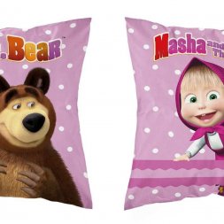 DETEXPOL Povlak na polštářek Máša a Medvěd puntíky micro Polyester, 40/40 cm