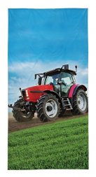 DETEXPOL Osuška Traktor červený Bavlna - Froté, 70/140 cm