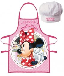 EUROSWAN Dětská zástěra s kuchařskou čepicí Minnie Polyester 52x42 cm