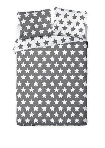 FARO Francouzské povlečení Hvězdy šedé Bavlna, 220/200, 2x70/80 cm 