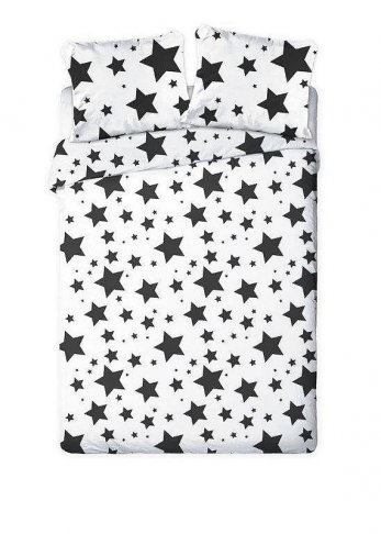 FARO Francouzské povlečení Hvězdy černobílé Bavlna, 220/200, 2x70/80 cm 