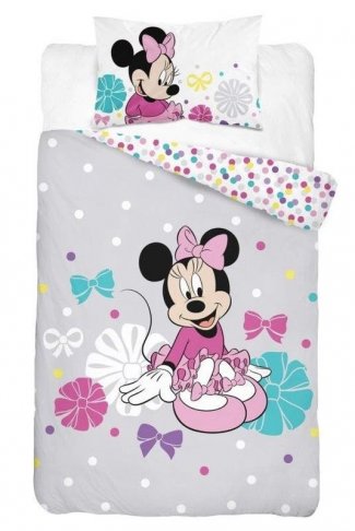 DETEXPOL Povlečení do postýlky Minnie puntíky šedá Bavlna, 100/135, 40/60 cm 