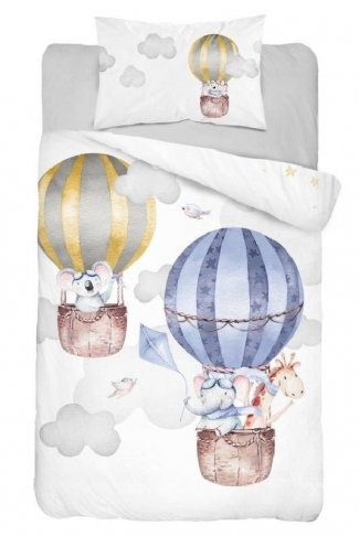 DETEXPOL Bambusové povlečení do postýlky Balóny Bavlna, Bambus, 100/135, 40/60 cm 