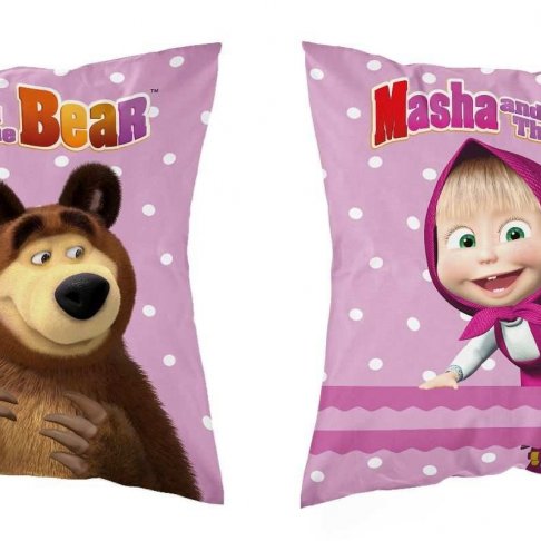 DETEXPOL Povlak na polštářek Máša a Medvěd puntíky micro Polyester, 40/40 cm 