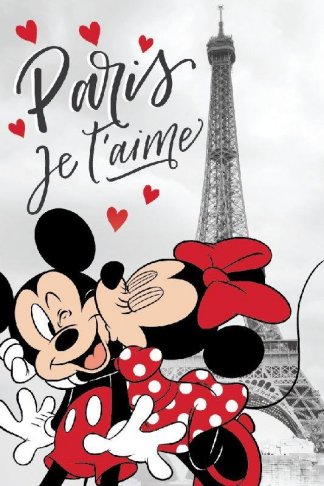 JERRY FABRICS Fleece deka Mickey a Minnie Paříž Eiffelova věž Polyester, 100/150 cm 