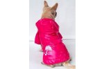Nepromokavý kabátek a pláštěnka s kapucí pro psy - růžová