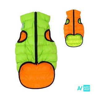 Prošívaná 2v1 oboustranná vesta AIRY pro psa - zelená a oranžová