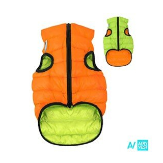 Prošívaná 2v1 oboustranná vesta AIRY pro psa - zelená a oranžová