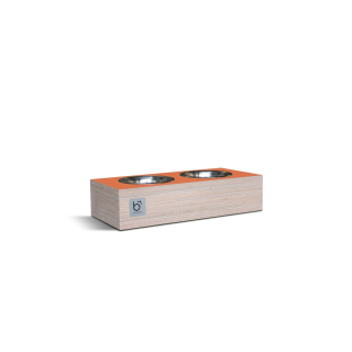 Miska bite&slurp MULTI v dřevěném bloku - oranžový top