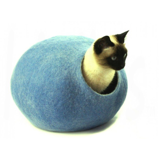 Cocoon ručně plstěný vlněný pelíšek pro kočky - modrá