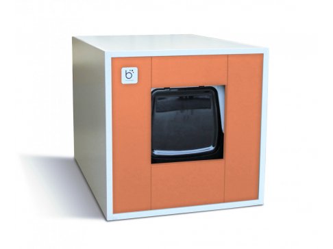 Binq - designová toaleta pro kočky oranžová + stelivo 
