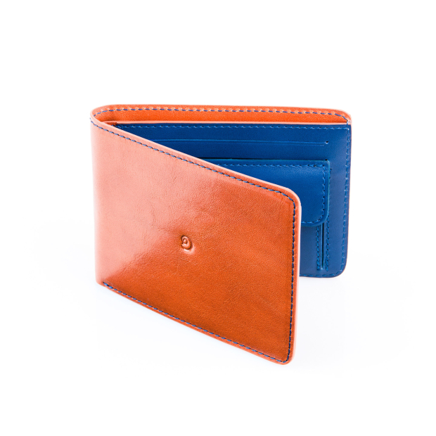 Pánská kožená peněženka s kapsou na mince hnědo-modrá 