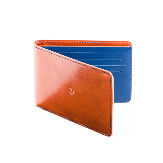 Pánská slim kožená peněženka hnědo-modrá 