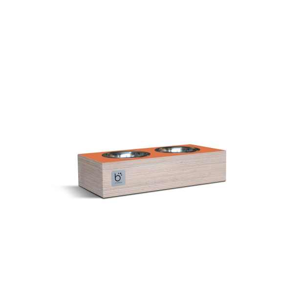 Elegantní nerezová dvojmiska pro psy a kočky v designovém dřevěném boxu. 