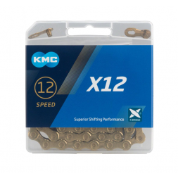 KMC řetěz X12, 12S, 126čl., s rychlospojkou, zlatý, balený