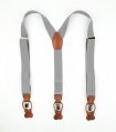 Light grey button and clip suspenders for men