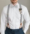 Mist grey bow tie suspenders set