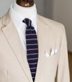 Tmavomodrá pletená kravata trikolóra