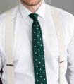 Zelená pletená kravata s bodkami