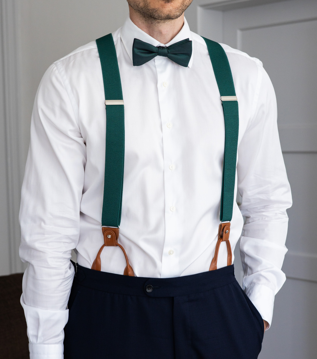 Green men's suspenders with brown loops | bubibubi.store Green men's suspenders with brown loops | bubibubi.store