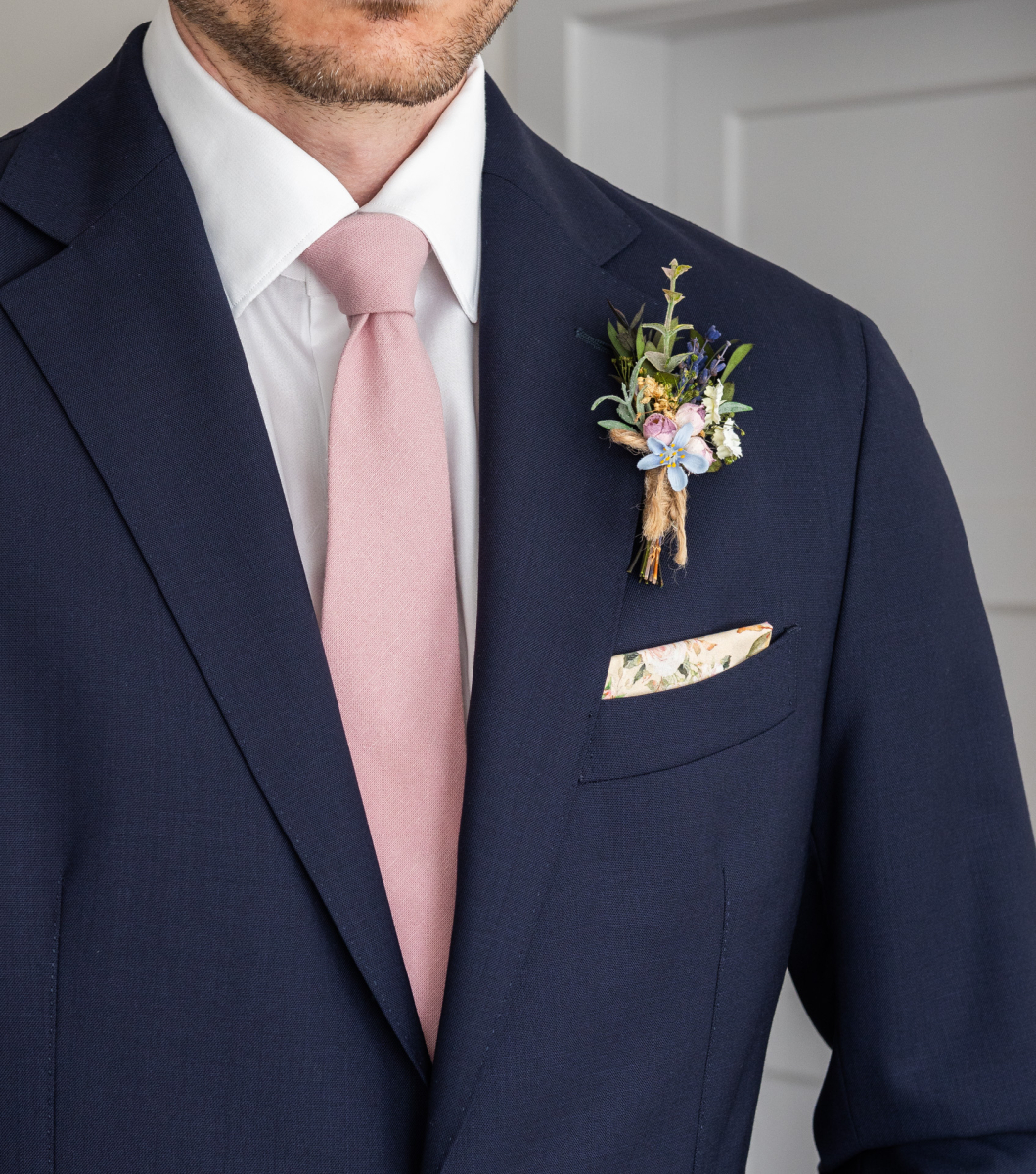 Groom Navy Blue Tux With Pink Tie Tie Gift Set Groom's Tie