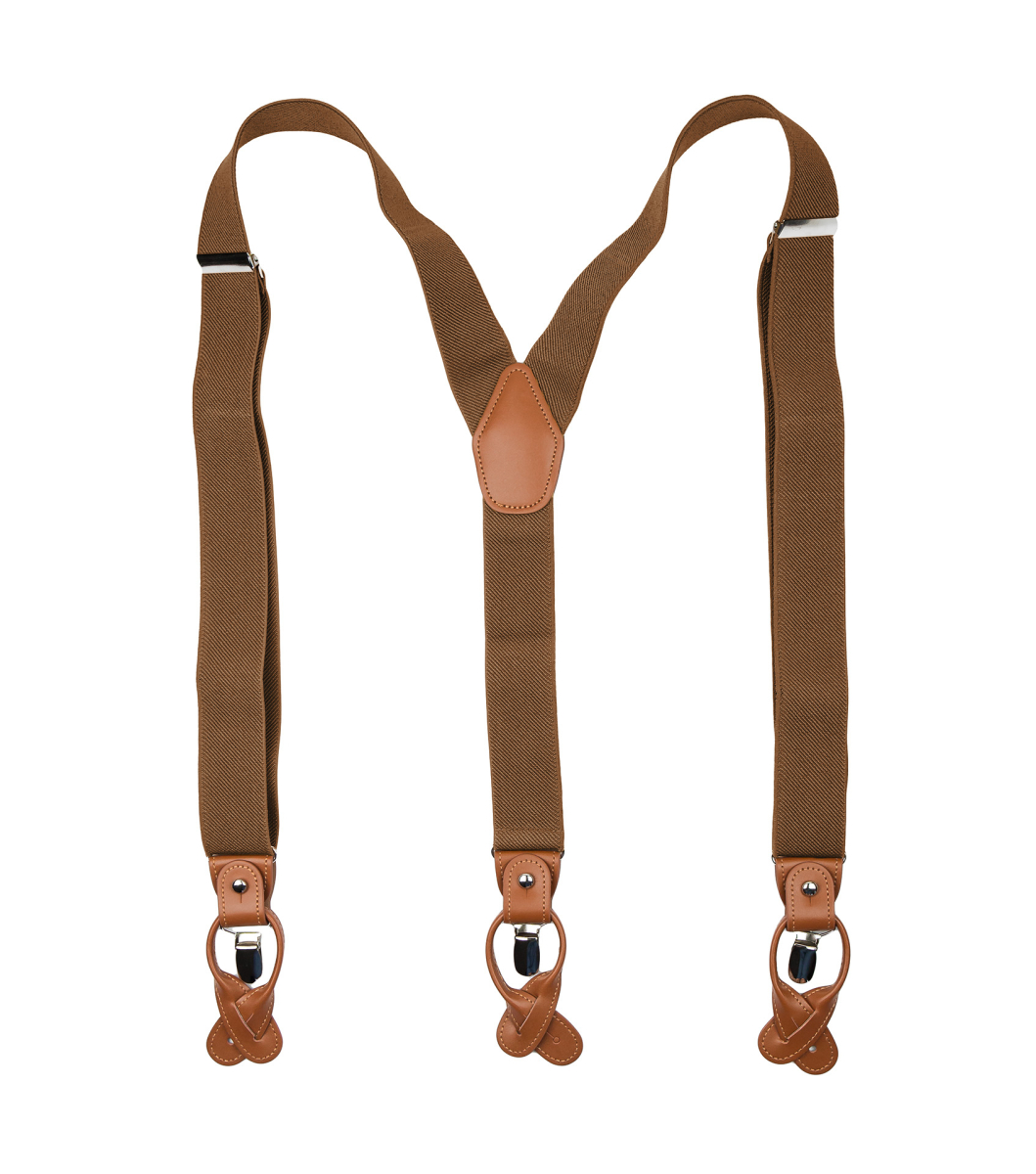 Brown men's suspenders with brown loops | bubibubi.eu