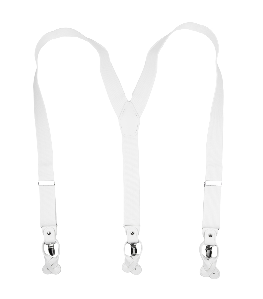 White men's suspenders with white loops | bubibubi.store