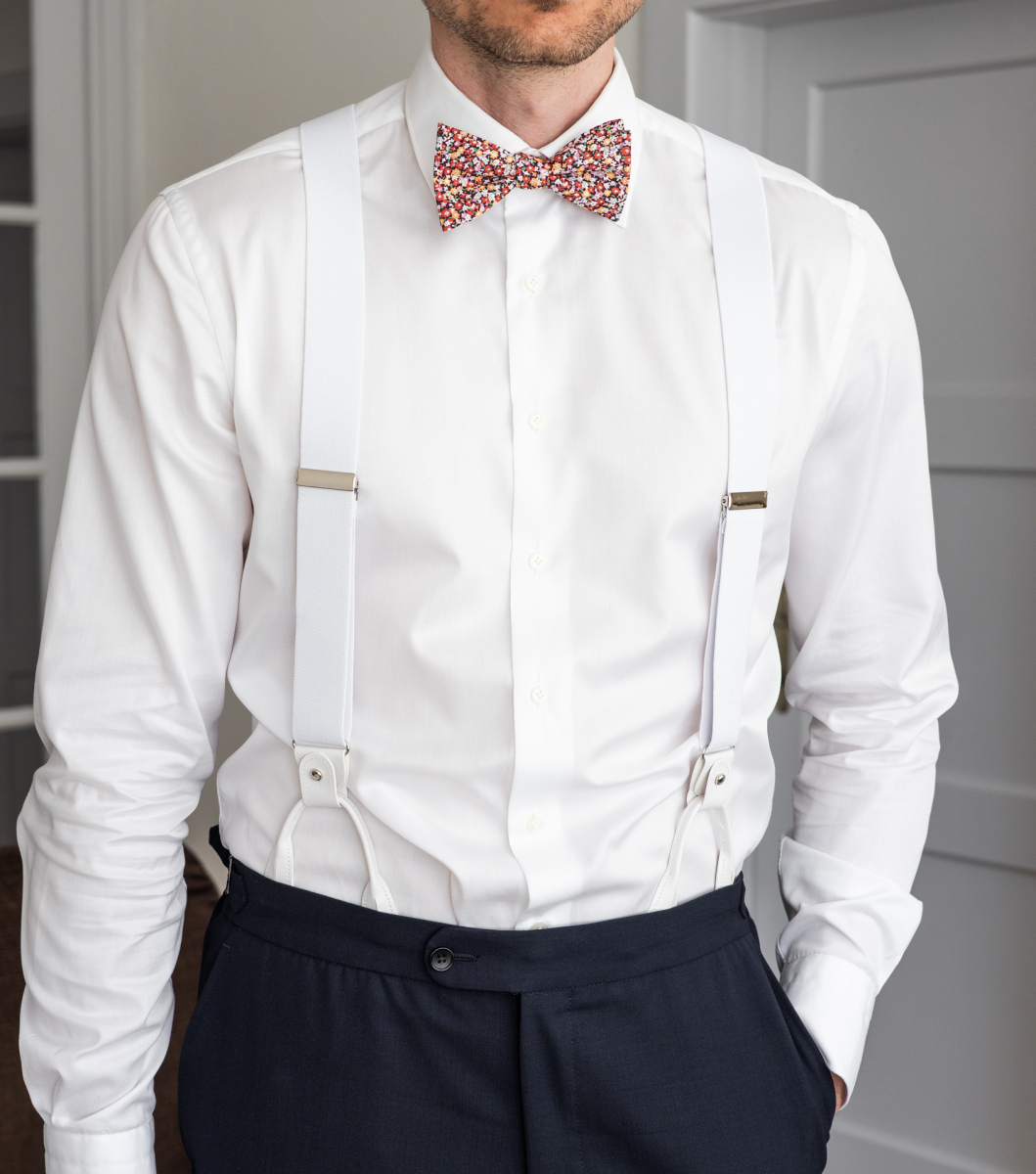 White men's suspenders with white loops | bubibubi.eu