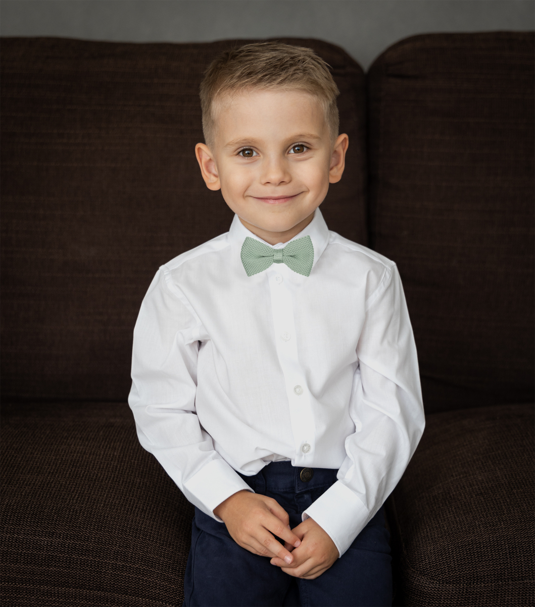Mint green kids knitted bow tie