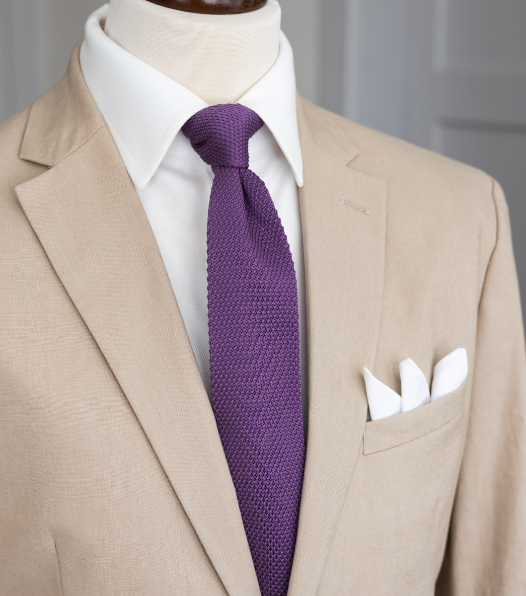 knitted purple tie