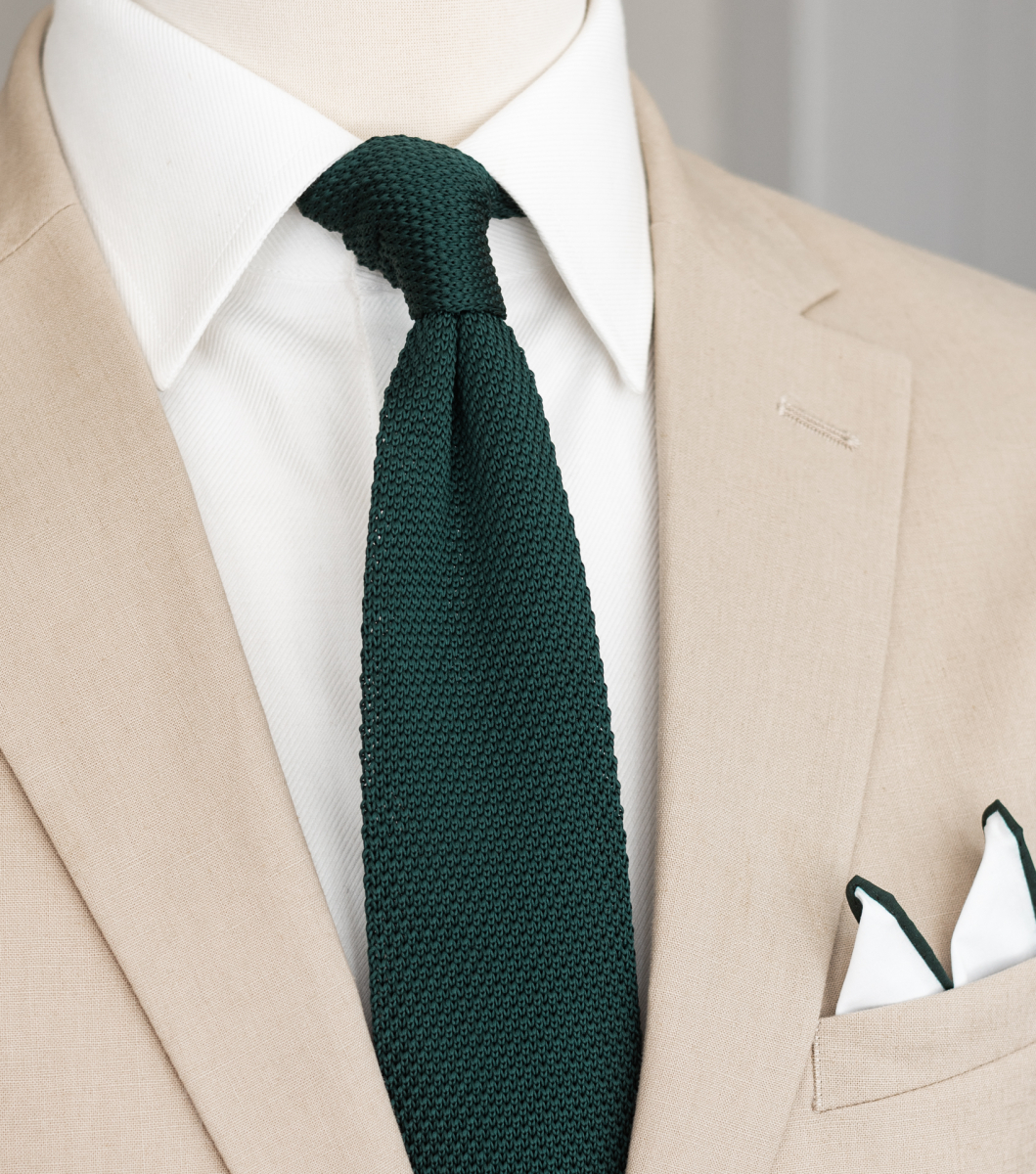 Emerald green knitted tie | bubibubi.store