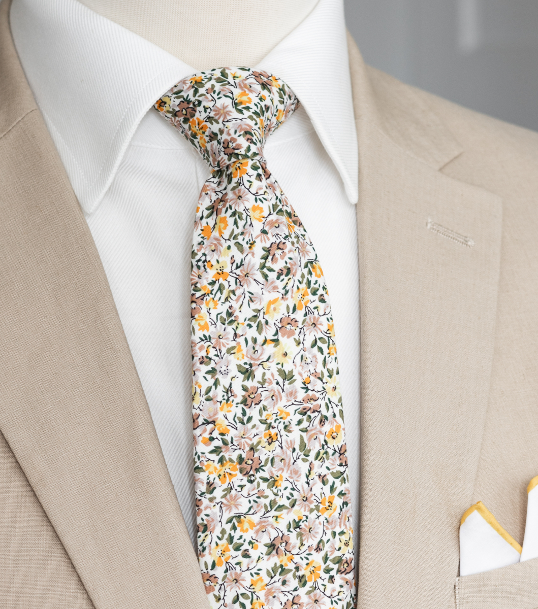 floral tie yellow