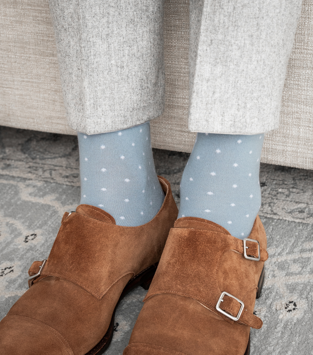 Blue grey polka dot socks bubibubi.eu