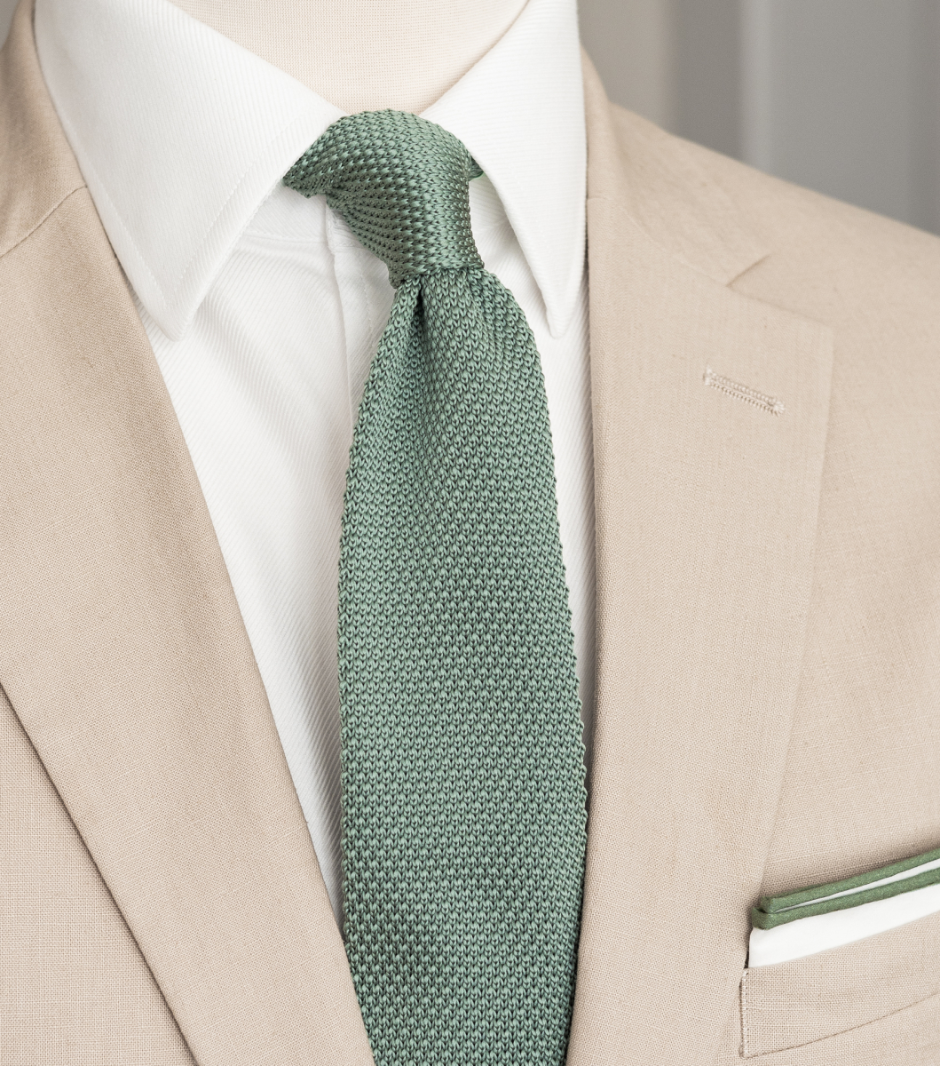 Sage green knitted tie | bubibubi.store