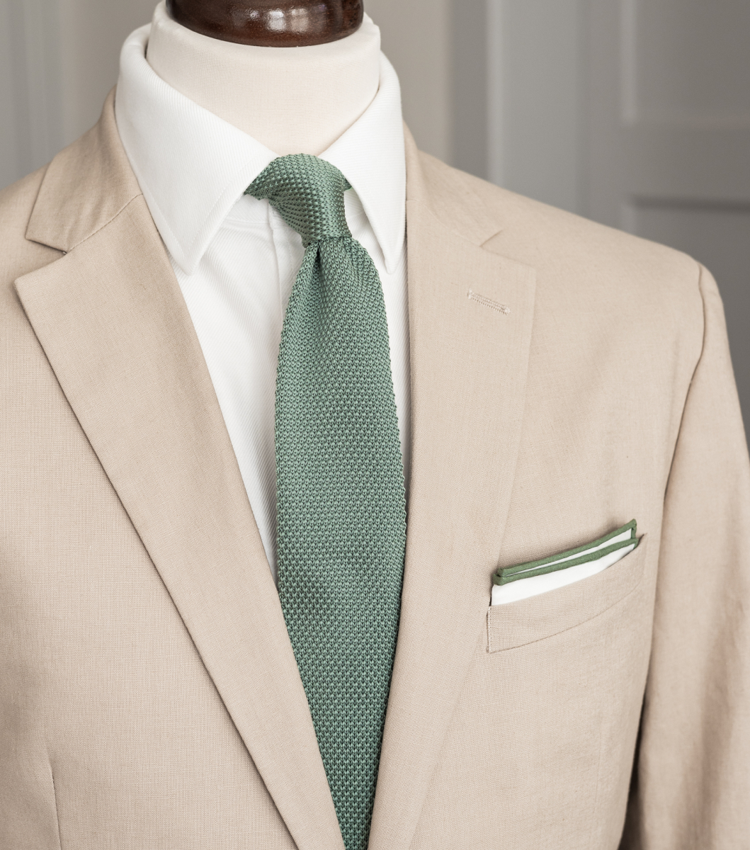 Sage green knitted tie | bubibubi.store