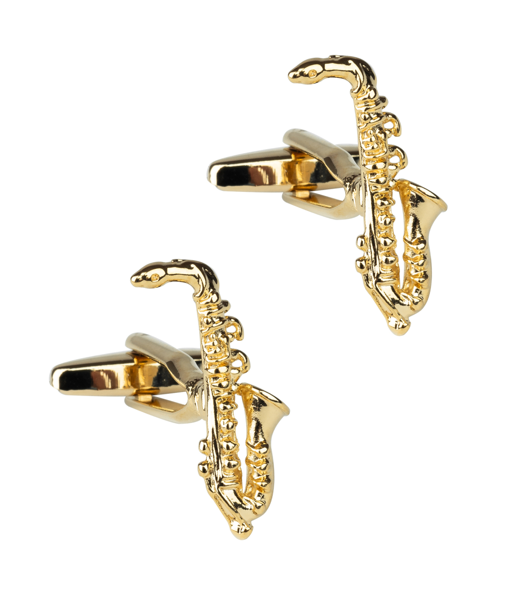Golden saxophone cufflinks