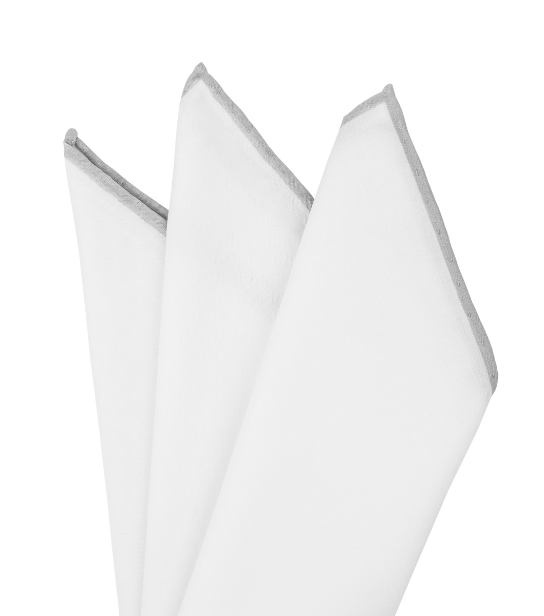 White pocket square with light grey edge | bubibubi.store