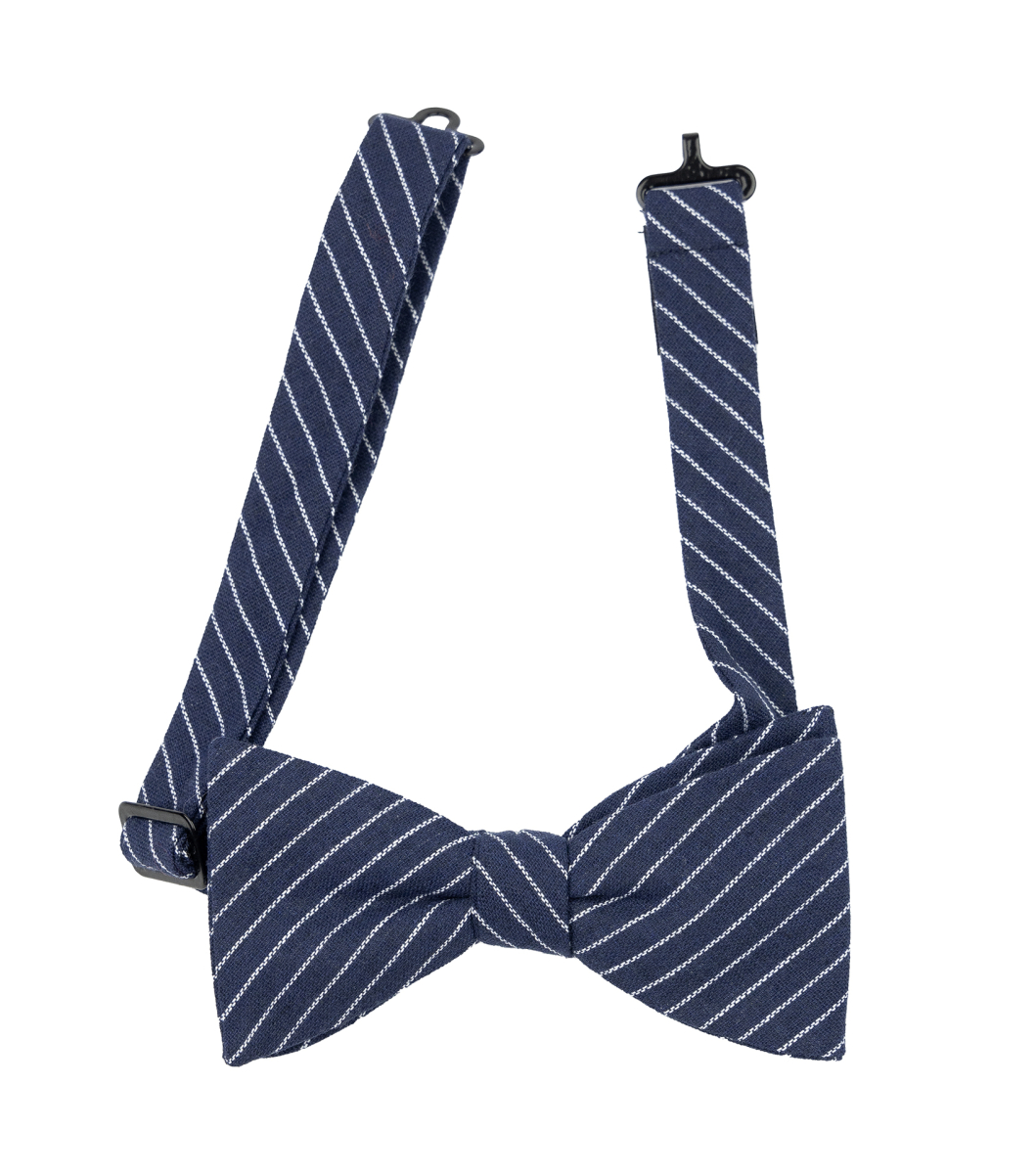 Navy blue stripe bow tie | bubibubi.eu