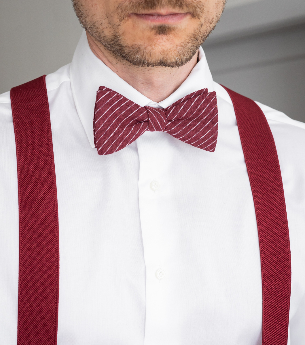 Burgundy stripe bow tie | bubibubi.store Burgundy stripe bow tie | bubibubi.store