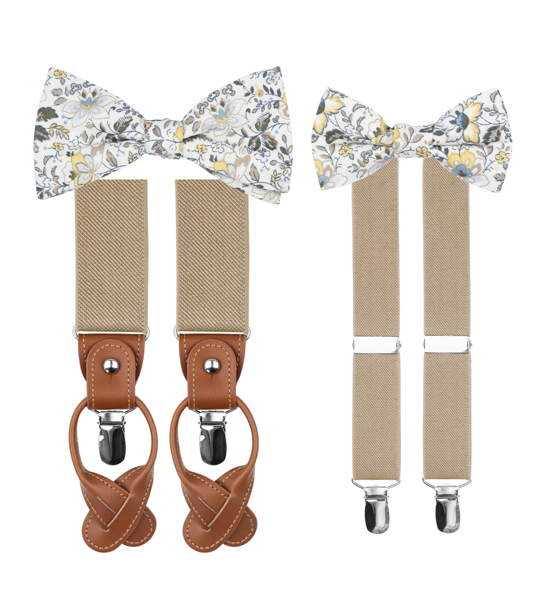Kids Matching Set - White Toddler Suspender and Bow Tie