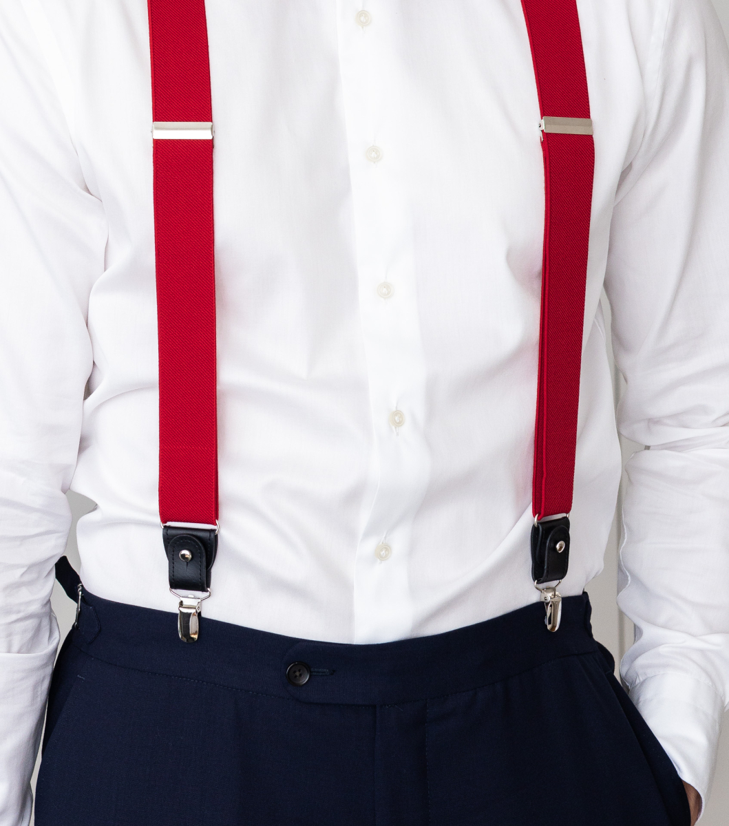 Red men's suspenders with black loops | bubibubi.store