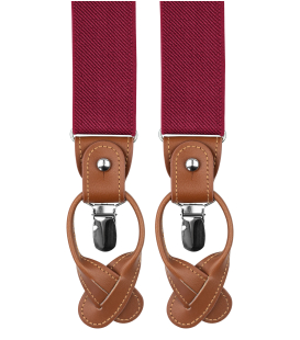 Burgundy suspenders with brown loops